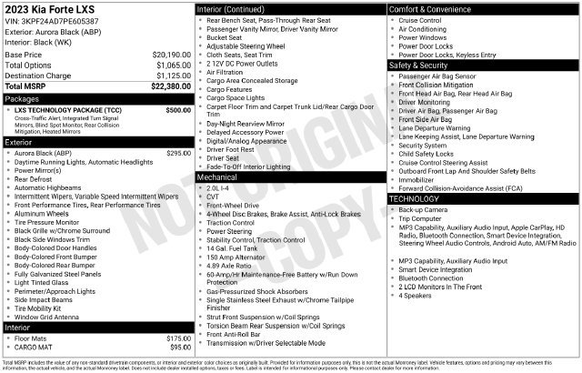 Used 2023 Kia Forte LXS w/ LXS Technology Package FWD image 6