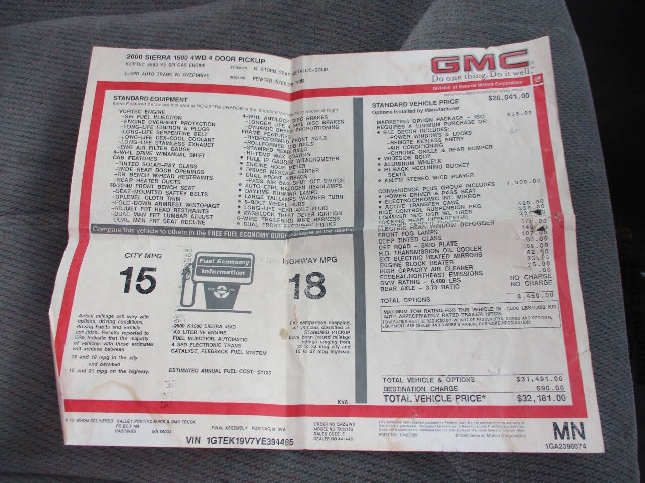Used 2000 GMC Sierra 1500 4x4 Extended Cab w/ Convenience Plus Group image 27