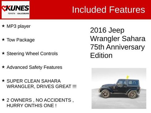 Used 2016 Jeep Wrangler Sahara image 3