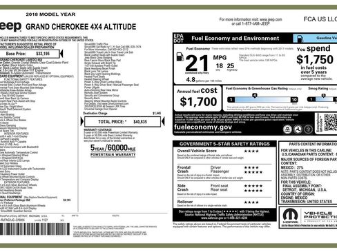Certified 2018 Jeep Grand Cherokee Altitude AWD/4WD image 31