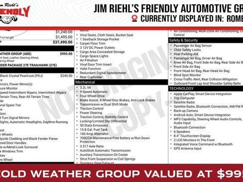 Used 2020 Jeep Cherokee Trailhawk w/ Cold Weather Group AWD/4WD image 1