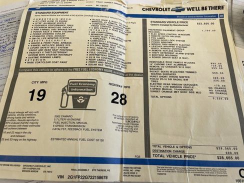 Used 2002 Chevrolet Camaro Z28 w/ Preferred Equipment Group 2 image 16