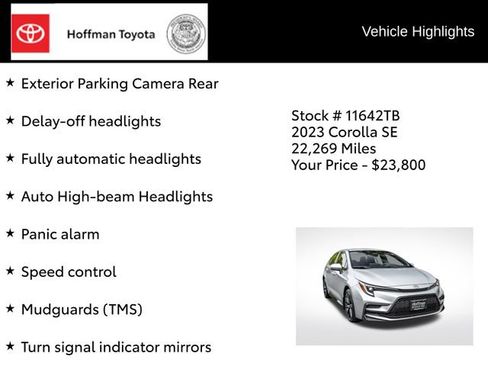Certified 2023 Toyota Corolla SE w/ Carpet Mat Package (TMS) FWD image 35