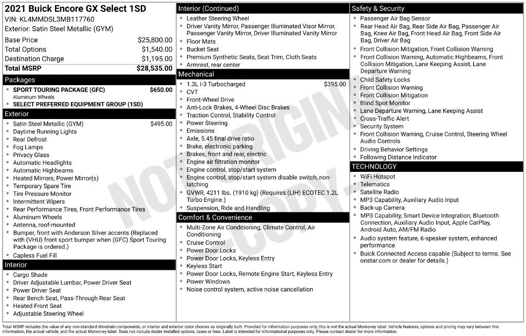 Used 2021 Buick Encore GX Select w/ Sport Touring Package FWD image 23
