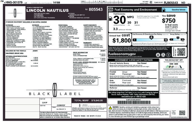 Used 2024 Lincoln Nautilus Black Label w/ Jet Appearance Package (87T) AWD/4WD image 5
