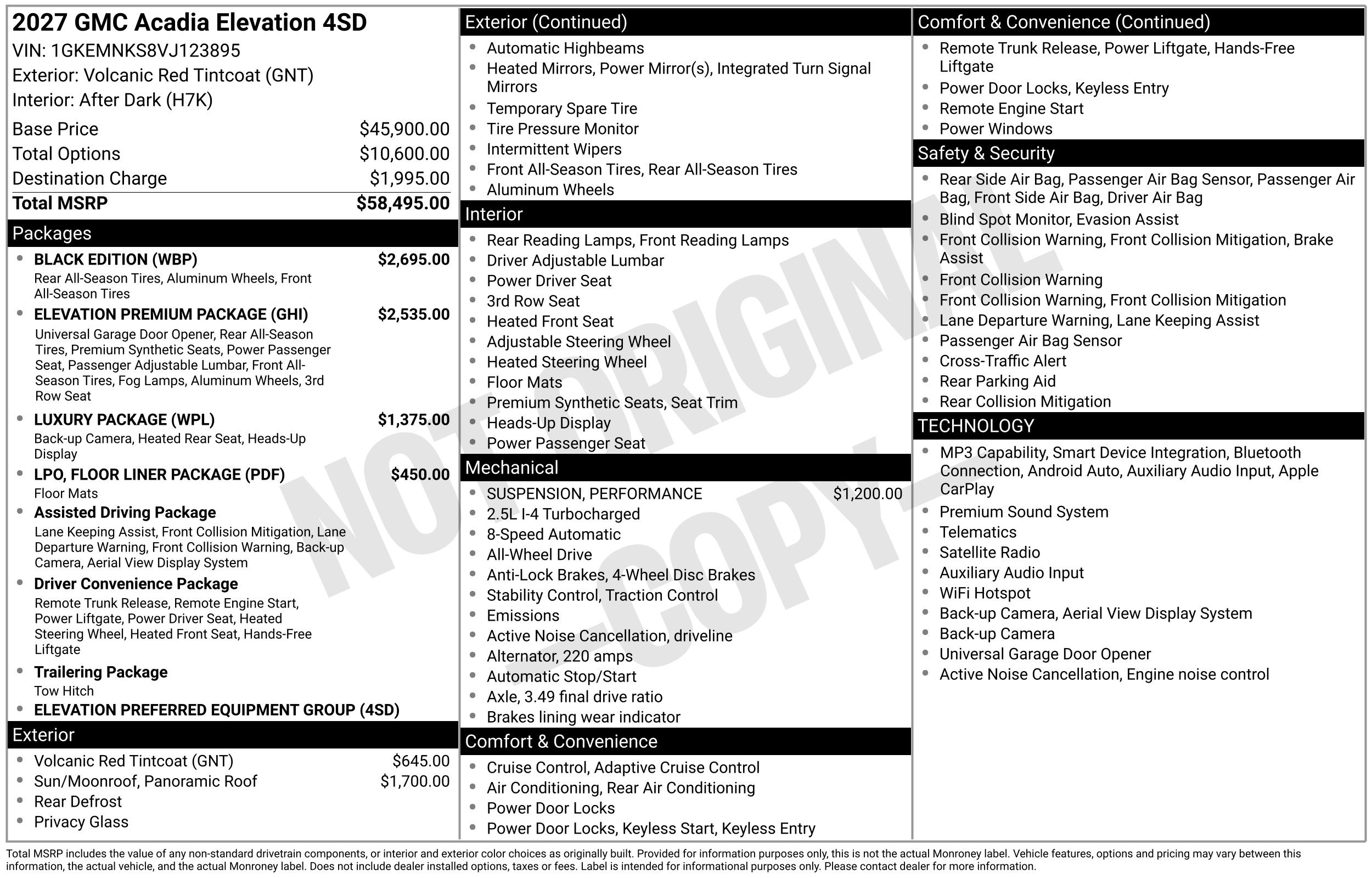 New 2027 GMC Acadia Elevation w/ Black Edition AWD/4WD image 48