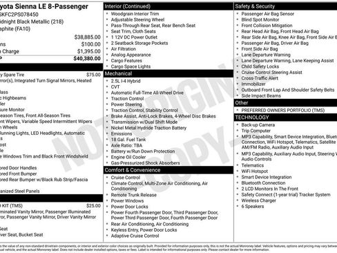 Used 2023 Toyota Sienna LE AWD/4WD image 2