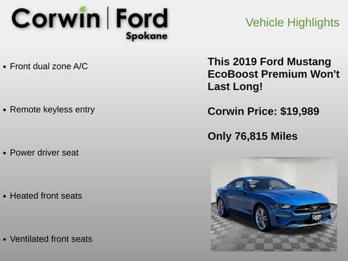 Used 2019 Ford Mustang Premium w/ Pony Package RWD image 12