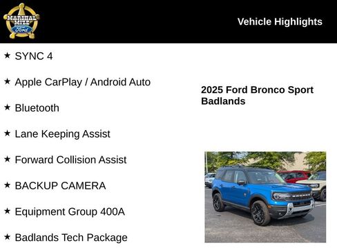 New 2025 Ford Bronco Sport Badlands w/ Badlands Tech Package AWD/4WD image 2