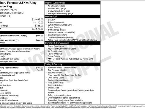 Used 2011 Subaru Forester 2.5X w/ Popular Equipment Group 1A image 7