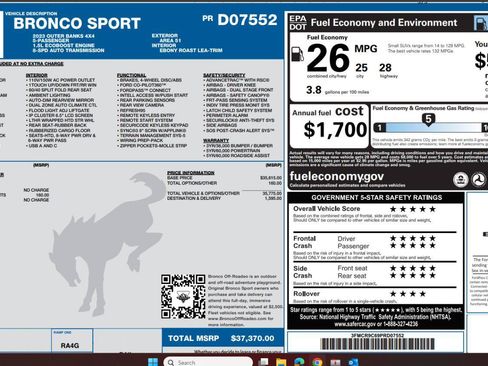 Used 2023 Ford Bronco Sport Outer Banks AWD/4WD image 4