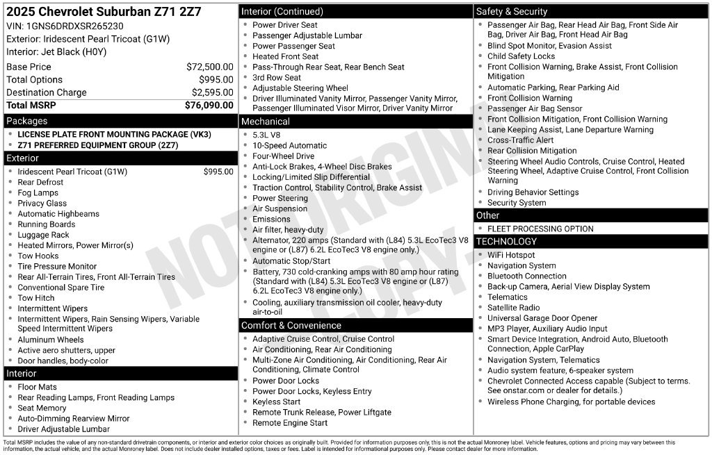 Used 2025 Chevrolet Suburban Z71 AWD/4WD image 86
