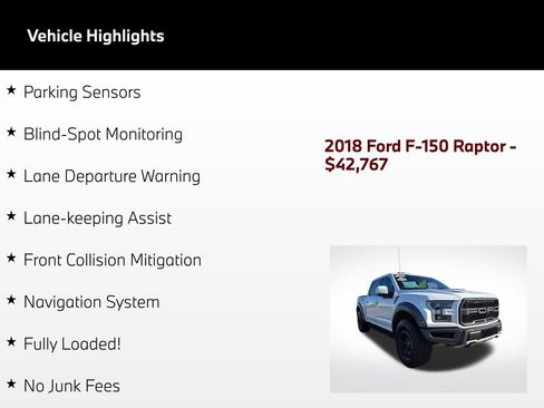Used 2018 Ford F150 Raptor w/ Equipment Group 802A Luxury AWD/4WD image 5
