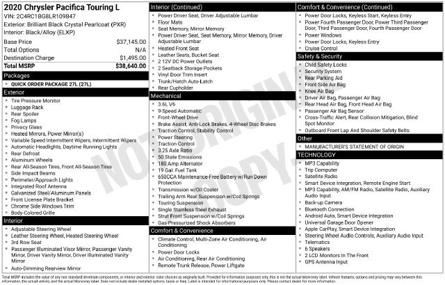 Used 2020 Chrysler Pacifica Touring-L FWD image 2