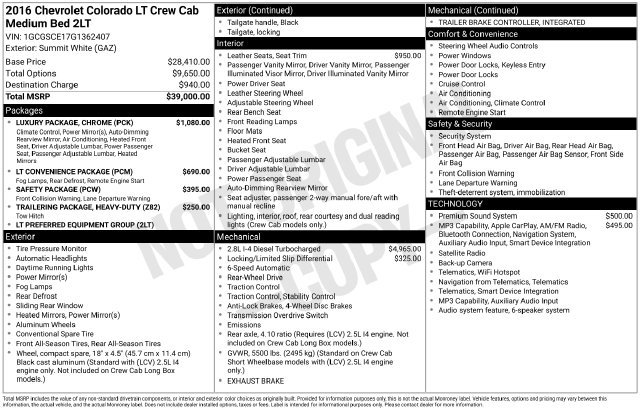 Used 2016 Chevrolet Colorado LT w/ Luxury Package, Chrome RWD image 21