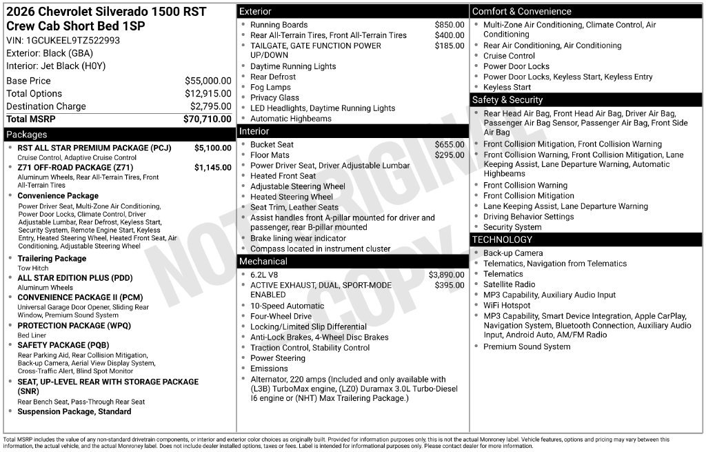 New 2026 Chevrolet Silverado 1500 RST w/ RST All Star Premium Package AWD/4WD image 6