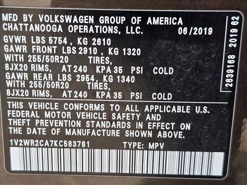 Used 2019 Volkswagen Atlas SE FWD image 16