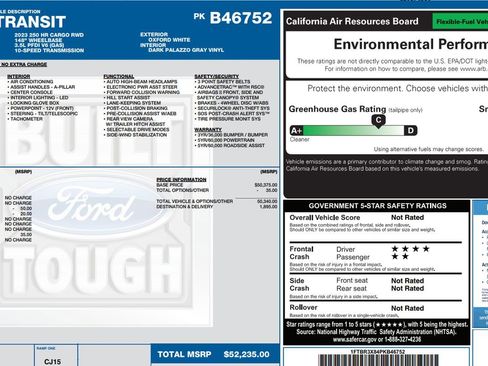 Used 2023 Ford Transit 250 148 High Roof Extended w/ Fleet Safety Package image 8