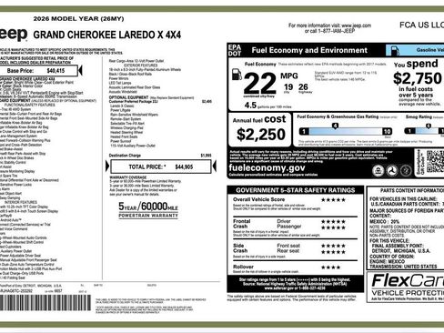 New 2026 Jeep Grand Cherokee Laredo X AWD/4WD image 2