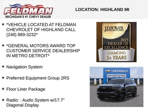 New 2026 Chevrolet Traverse RS w/ LPO, Floor Liner Package AWD/4WD image 3