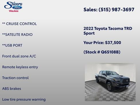 Used 2022 Toyota Tacoma TRD Sport w/ TRD Premium Sport Package AWD/4WD image 15