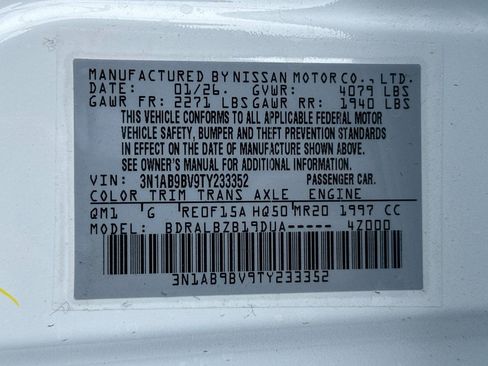 New 2026 Nissan Sentra S w/ Floor Mat Package image 22