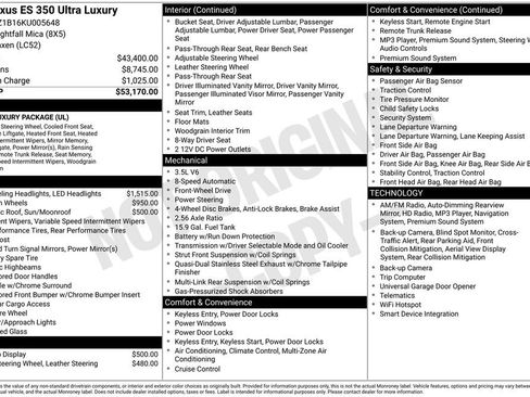 Used 2019 Lexus ES 350 Ultra Luxury image 17