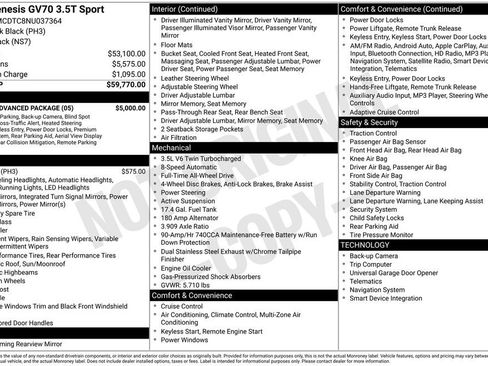 Used 2022 Genesis GV70 3.5T Sport w/ Sport Advanced Package image 36