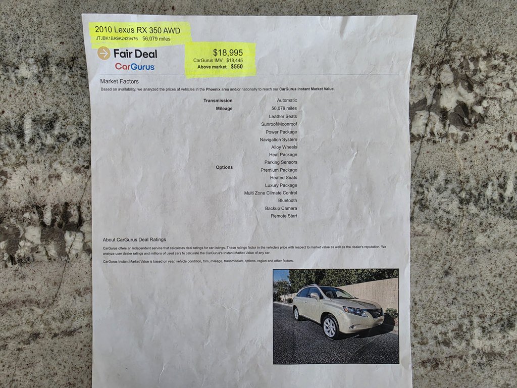 Used 2010 Lexus RX 350 AWD image 12