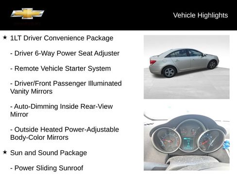 Used 2015 Chevrolet Cruze LT w/ Sun And Sound Package FWD image 10