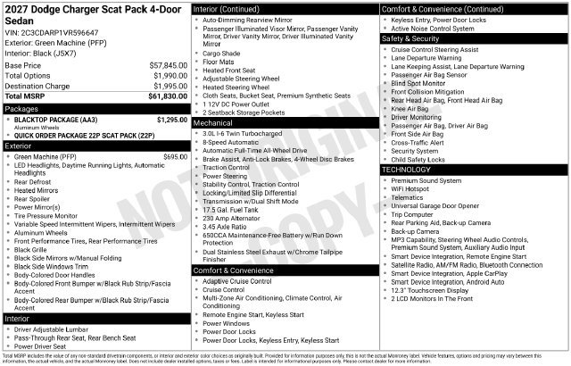 New 2027 Dodge Charger Scat Pack w/ Blacktop Package AWD/4WD image 2
