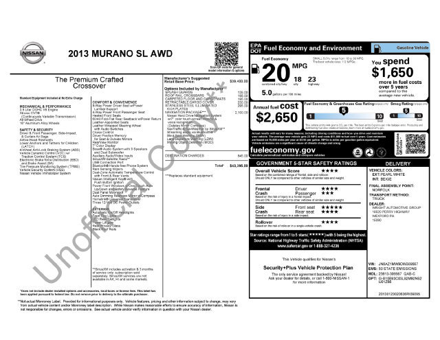 Used 2013 Nissan Murano SL w/ Navigation Pkg AWD/4WD image 14