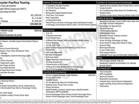 Used 2018 Chrysler Pacifica Touring w/ Security Group FWD image 4
