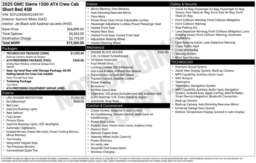 Used 2025 GMC Sierra 1500 AT4 w/ Technology Package AWD/4WD image 6