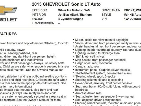 Used 2013 Chevrolet Sonic LT image 12