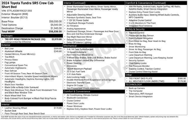 Used 2024 Toyota Tundra SR5 w/ TRD Off-Road Premium Package AWD/4WD image 39