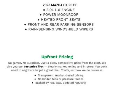 Used 2025 MAZDA CX-90 3.3 Turbo w/ Preferred Package