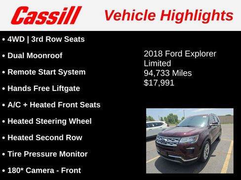 Used 2018 Ford Explorer Limited w/ Equipment Group 301A AWD/4WD image 3