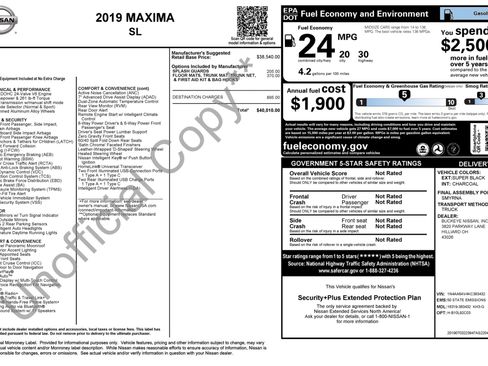 Used 2019 Nissan Maxima 3.5 SL w/ Floor Mat Group FWD image 5
