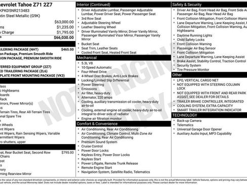 Certified 2022 Chevrolet Tahoe Z71 w/ Max Trailering Package AWD/4WD image 10