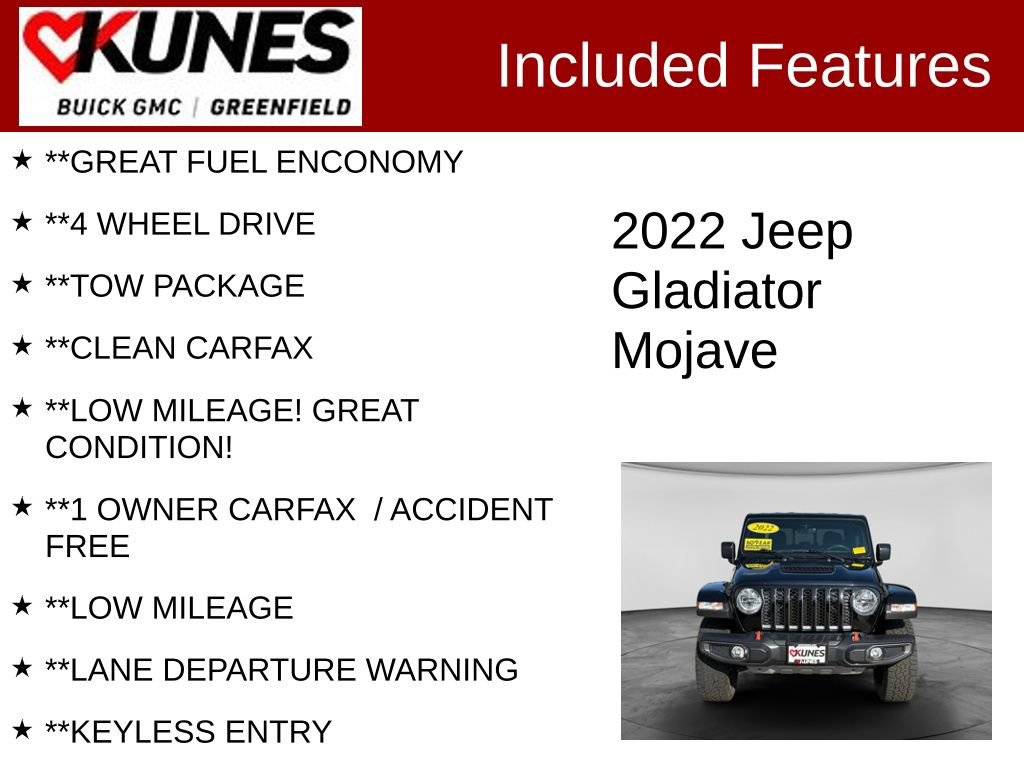 Used 2022 Jeep Gladiator Mojave w/ Trailer Tow Package AWD/4WD image 3