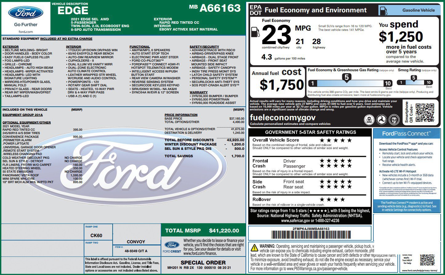 Used 2021 Ford Edge SEL w/ Convenience Package AWD/4WD image 38