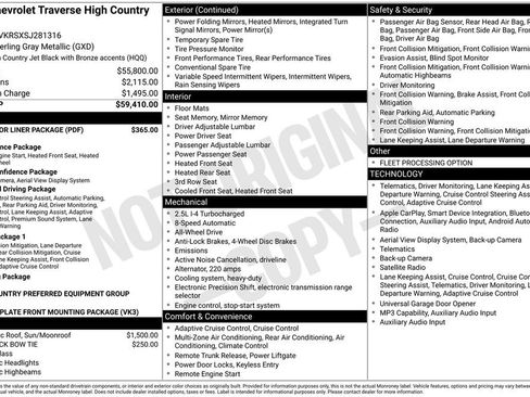 Used 2025 Chevrolet Traverse High Country w/ LPO, Floor Liner Package AWD/4WD image 2