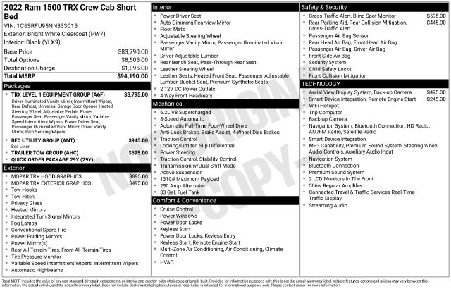 Used 2022 RAM 1500 TRX w/ TRX Level 1 Equipment Group AWD/4WD image 8