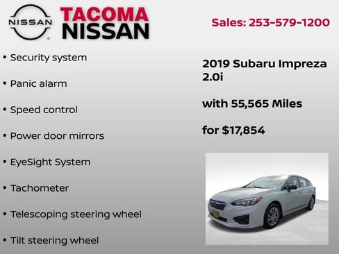 Used 2019 Subaru Impreza 2.0i w/ Eyesight AWD/4WD image 7