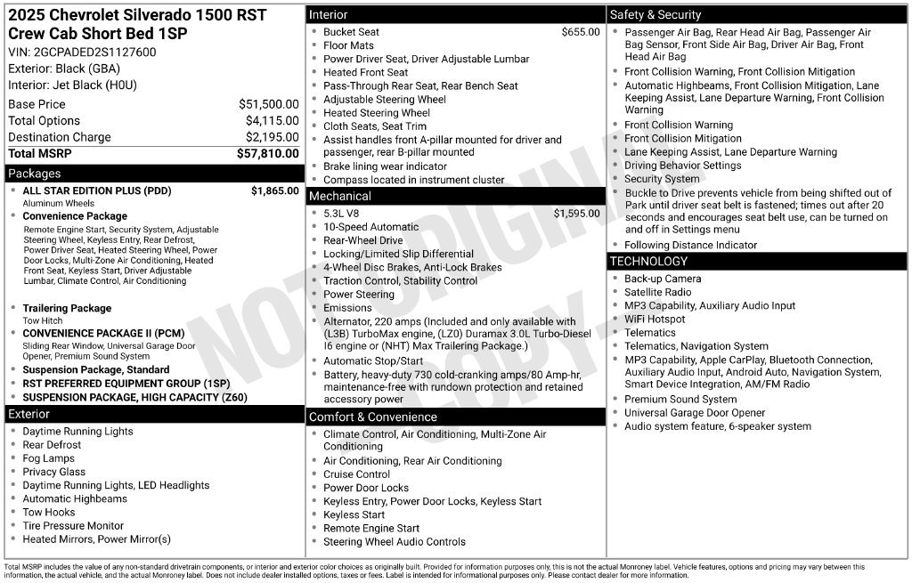 Used 2025 Chevrolet Silverado 1500 RST w/ All Star Edition Plus RWD image 2
