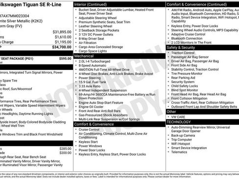 Used 2021 Volkswagen Tiguan SE R-Line w/ 3rd Row Seat Package AWD/4WD image 6