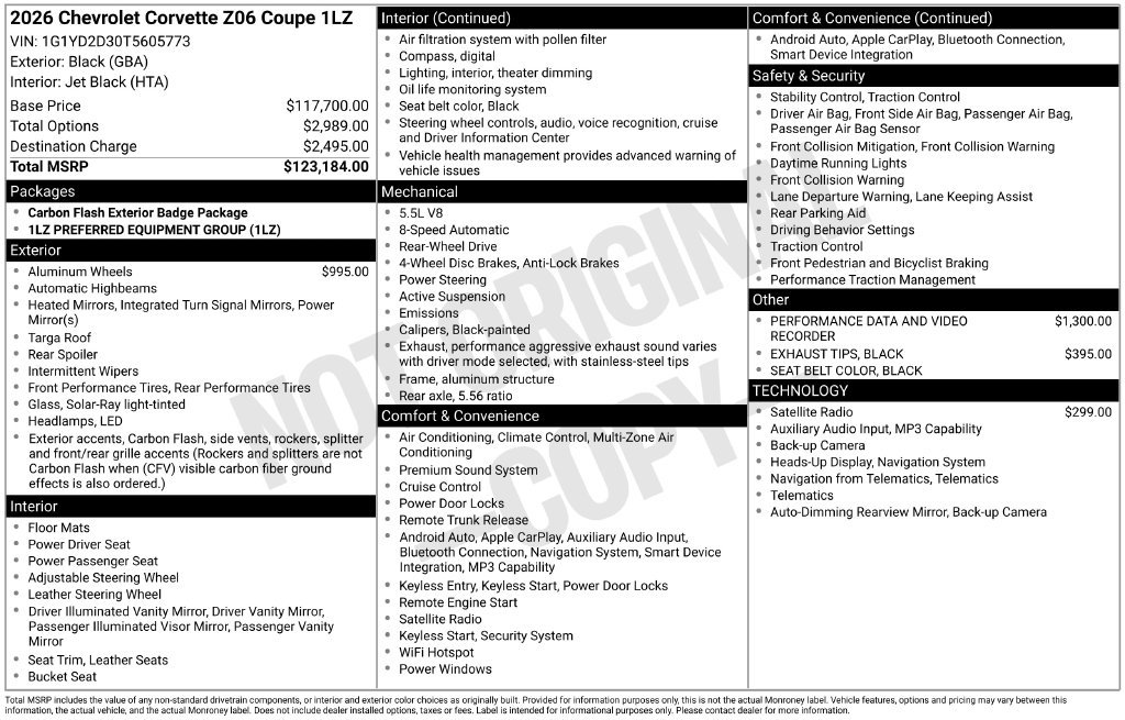 Used 2026 Chevrolet Corvette Z06 RWD image 5
