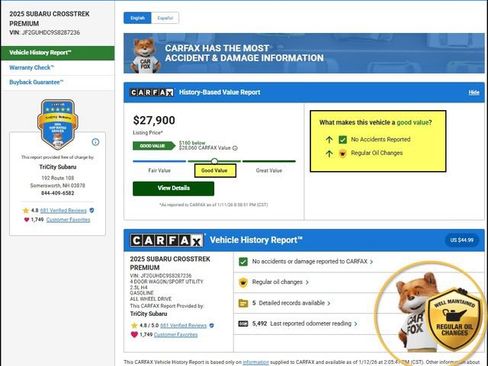 Used 2025 Subaru Crosstrek 2.0i Premium image 12