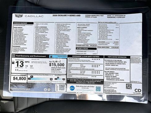 New 2026 Cadillac Escalade V w/ LPO, Onyx Lite Package image 14